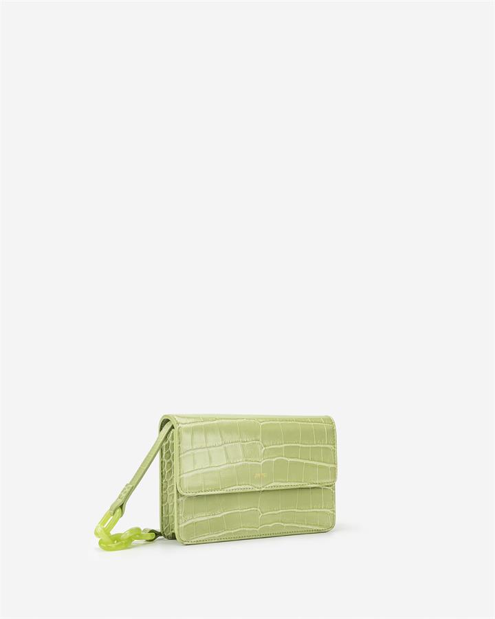 green croc clutch